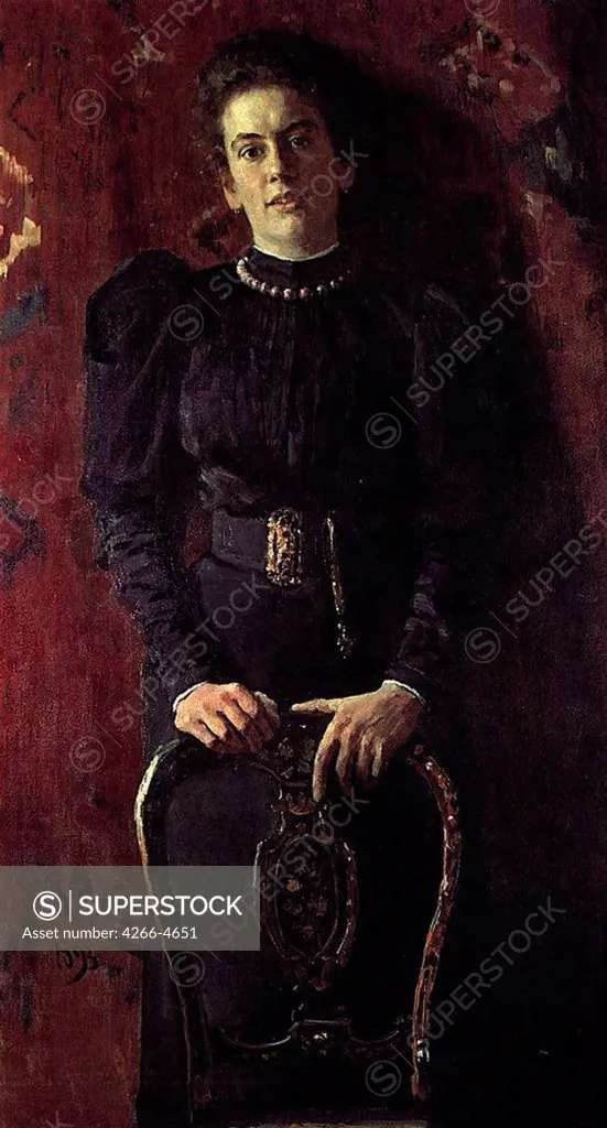 Portrait of woman by Ilya Yefimovich Repin, Oil on canvas, 1893, 1844-1930, Russia, near Tula, State Museum Yasnaya Polyana Estate, 138x76