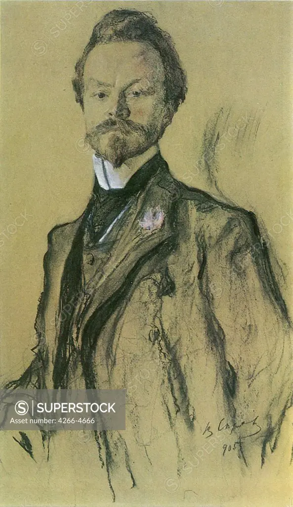 Konstantin Balmont by Valentin Alexandrovich Serov, Pastel on paper, 1905, 1865-1911, Russia, Moscow, State Tretyakov Gallery, 72, 5x41, 5