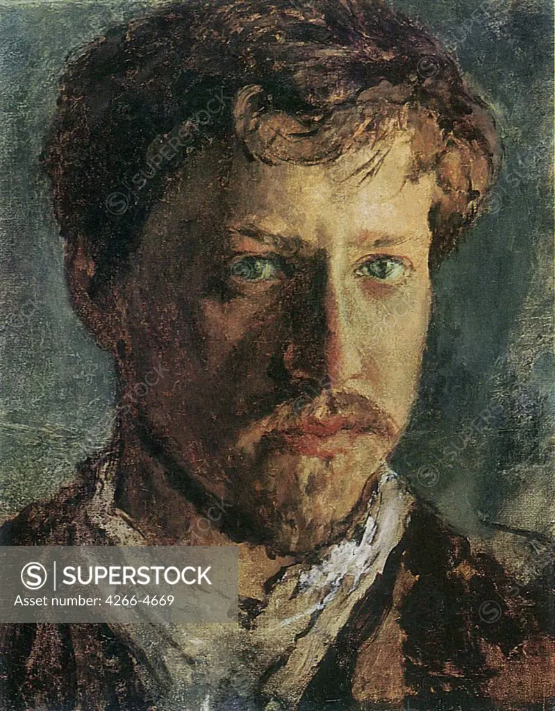 Self portrait by Valentin Alexandrovich Serov, Oil on canvas, circa 1880, 1865-1911, Private Collection, 29, 5x23