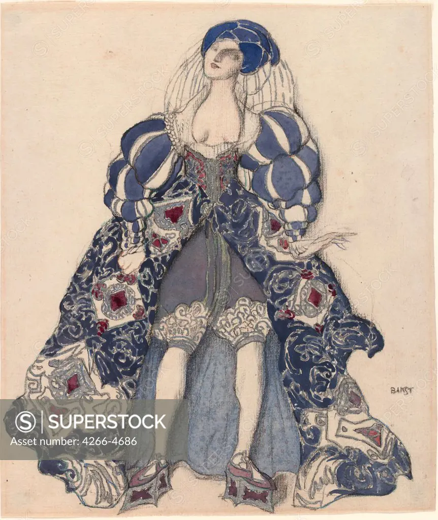 Lady by Leon Bakst, Watercolour on paper, 1914, 1866-1924, Private Collection, 33x28, 5