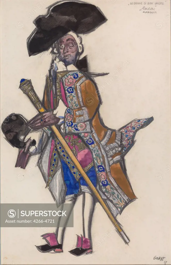 Stage costume by Leon Bakst, watercolor, 1917, 1866-1924, Private Collection, 63x47, 5