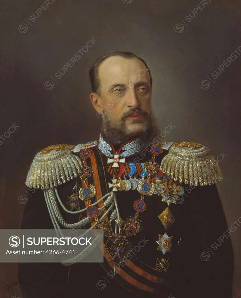 Portrait of Nicholas Nicolaievich by Nikolai Gustavovich Schilder, Oil on canvas, 1828-1898, Russia, St. Petersburg, State Central Artillery Museum,