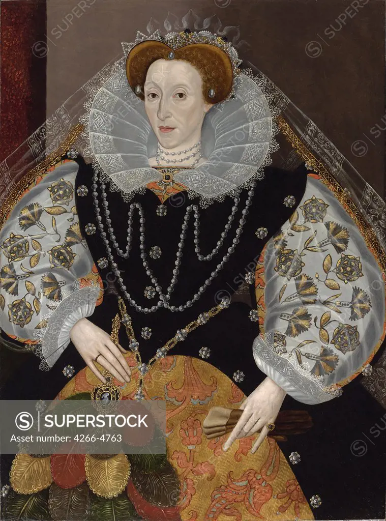 Queen Elizabeth I of England by English master, Oil on wood, circa 1595, Private Collection