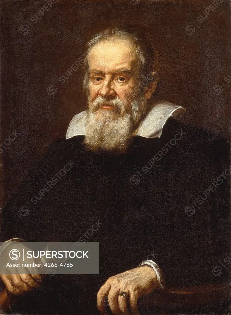 Portrait of Galileo Galilei by Justus Sustermans, (Giusto) Oil on canvas, 1636, 1597-1681, United Kingdom, Greenwich, National Maritime Museum,