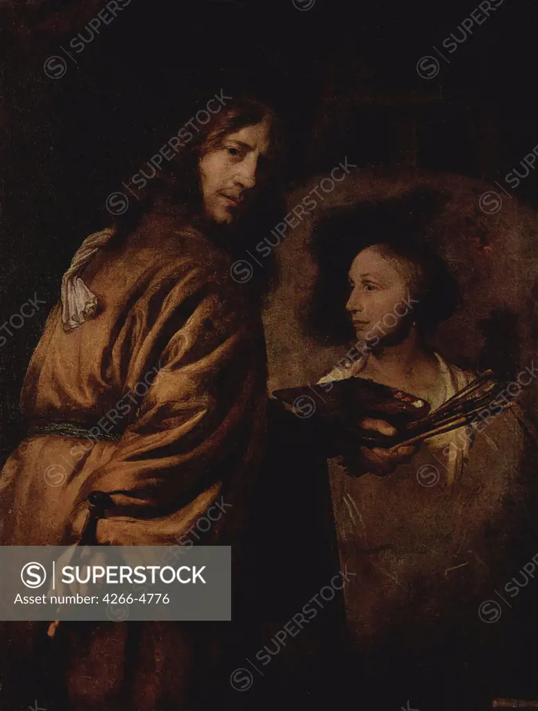 Painter at work by Jurgen Ovens, Oil on canvas, circa 1670, 1623-1678, Russia, St. Petersburg, State Hermitage, 12595