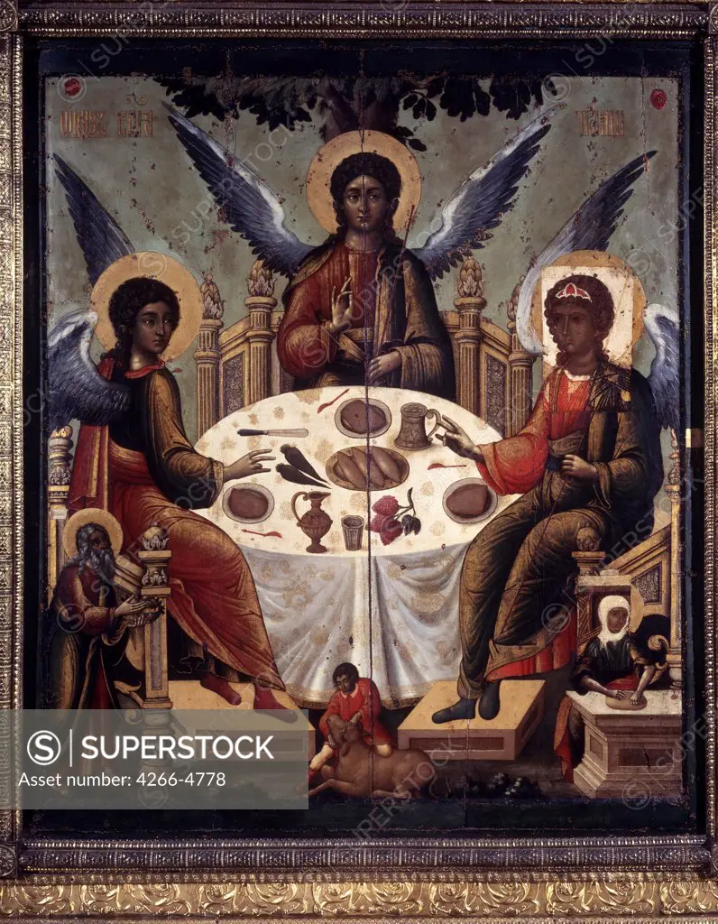 Holy Trinity by Tichon Filatyev, Tempera on panel, 1700, 18th century, Russia, Moscow, Cathedral of the Dormition in the Kremlin, 168x144