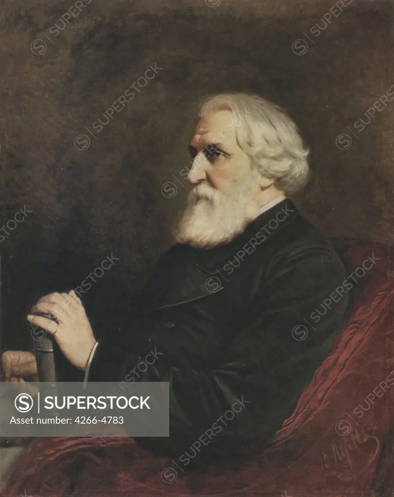 Portrait of Ivan Turgenev by Vasili Grigoryevich Perov, Oil on canvas, 1868, 1834-1882, Russia, St. Petersburg, State Russian Museum, 102x80