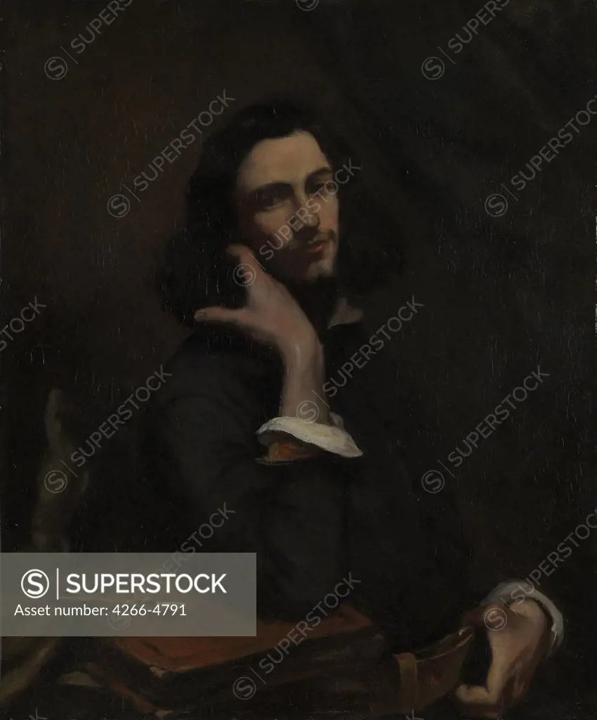 Self-portrait by Gustave Courbet, oil on cardboard, 1845-1850, 1819-1877, Great Britain, London, National Gallery, 45x37, 8