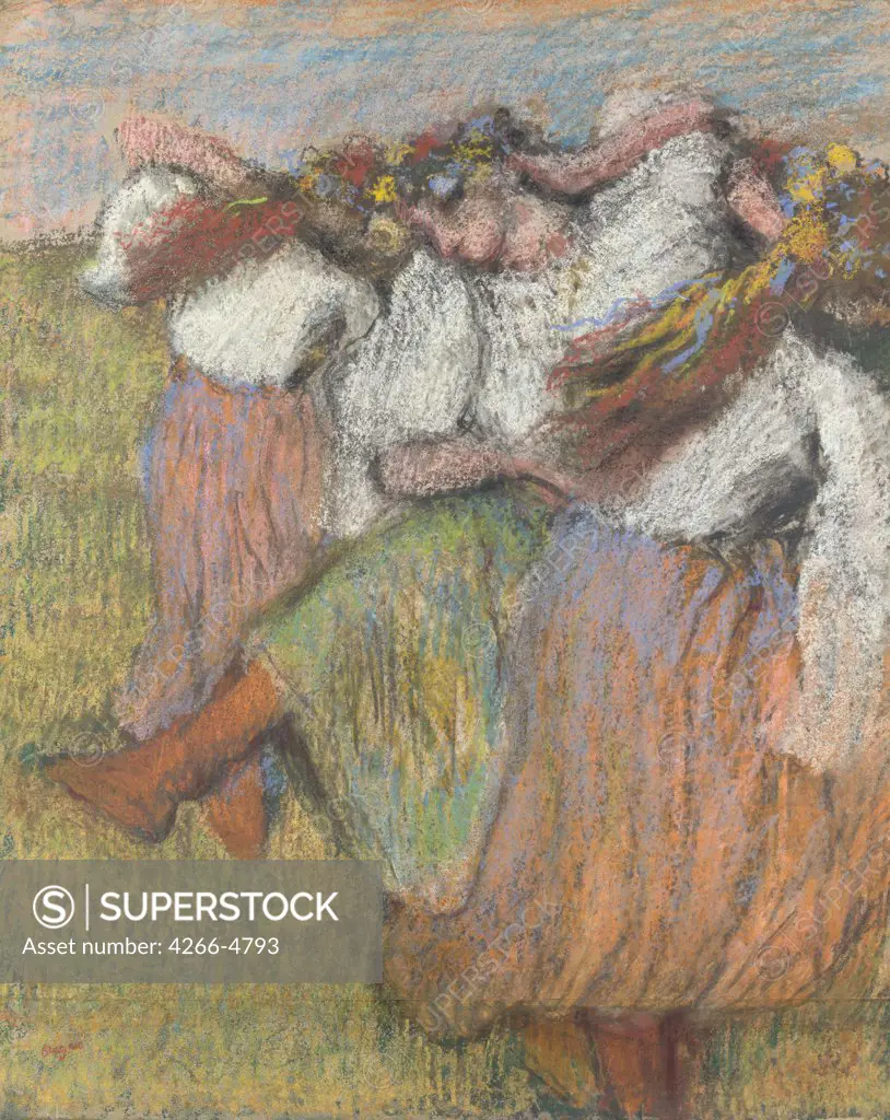 Woman dancing on field by Edgar Degas, pastel on paper, circa 1899, 1834-1917, Great Britain, London, National Gallery, 73x59