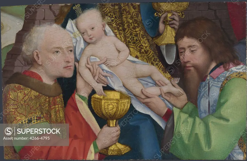 Adoration of Christ Child by Master of Liesborn, oil on wood, circa 1470-1480, 15th century, Great Britain, London, National Gallery, 23, 2x38, 7
