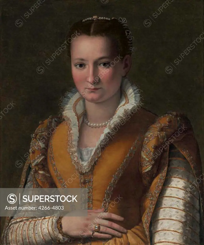 Portrait of Bianca Cappello by Alessandro Allori, oil on canvas, 1535-1607, Private Collection, 68, 9x57, 2