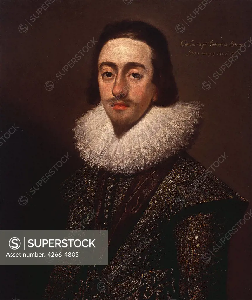 Portrait of king of England Charles I by Mytens the Elder, oil on canvas, 1624, 1590-1648, Private Collection