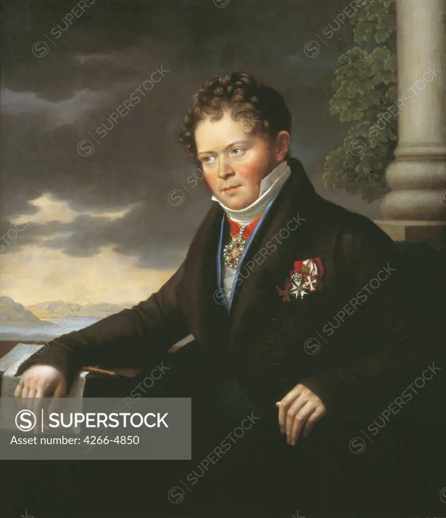 Portrait of man by Jozef Oleszkiewicz, oil on canvas, 1822, 1777-1830, Russia, Moscow, State Tretyakov Gallery, 115, 5x93
