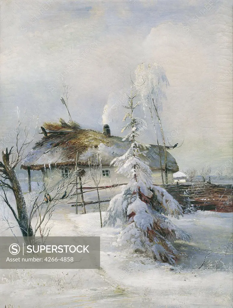 Winter landscape by Alexei Kondratyevich Savrasov, oil on canvas, 1873, 1830-1897, Russia, Samara, State Art Museum, 62x53