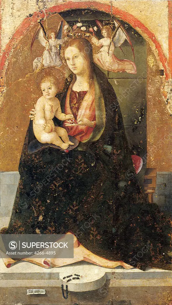 Religious illustration with Virgin Mary and Jesus Christ by Antonello da Messina, oil on wood, circa 1430-1479, Italy, Messina, Museo Regionale