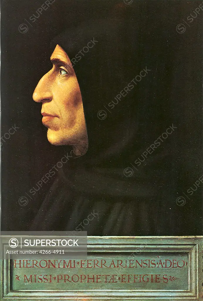 Girolamo Savonarola by Fra Bartolommeo, Oil on wood, circa 1497, 1472-1517, Italy, Florence, San Marco, 53x47