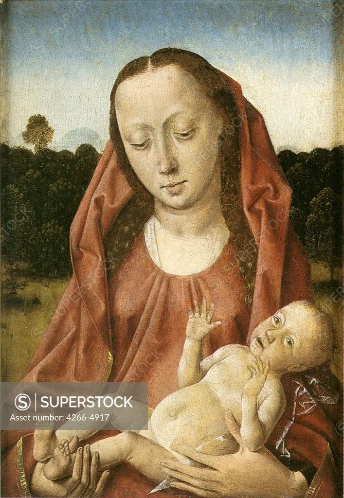 Madonna with child by Aelbrecht Bouts, Oil on wood, circa 1500, 1451/54-1549, Czech Republic, Prague, National Gallery, 29x20