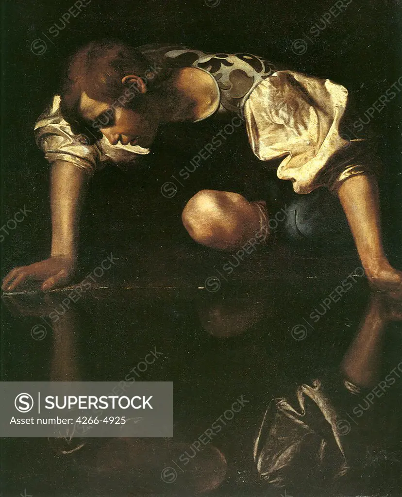 Narcissus by Michelangelo Caravaggio, Oil on canvas, 1598-1599, 1571-1610, Italy, Rome, Palazzo Barberini, 112x92
