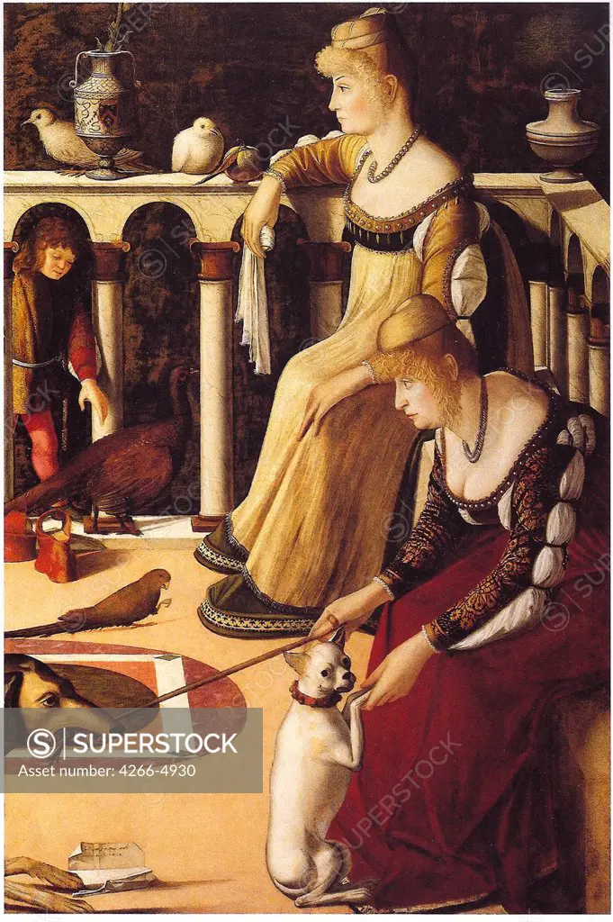 Venetian Ladies by Vittore Carpaccio, Oil on wood, circa 1490, 1460-1526, Italy, Venice, Museo Correr, 94x64