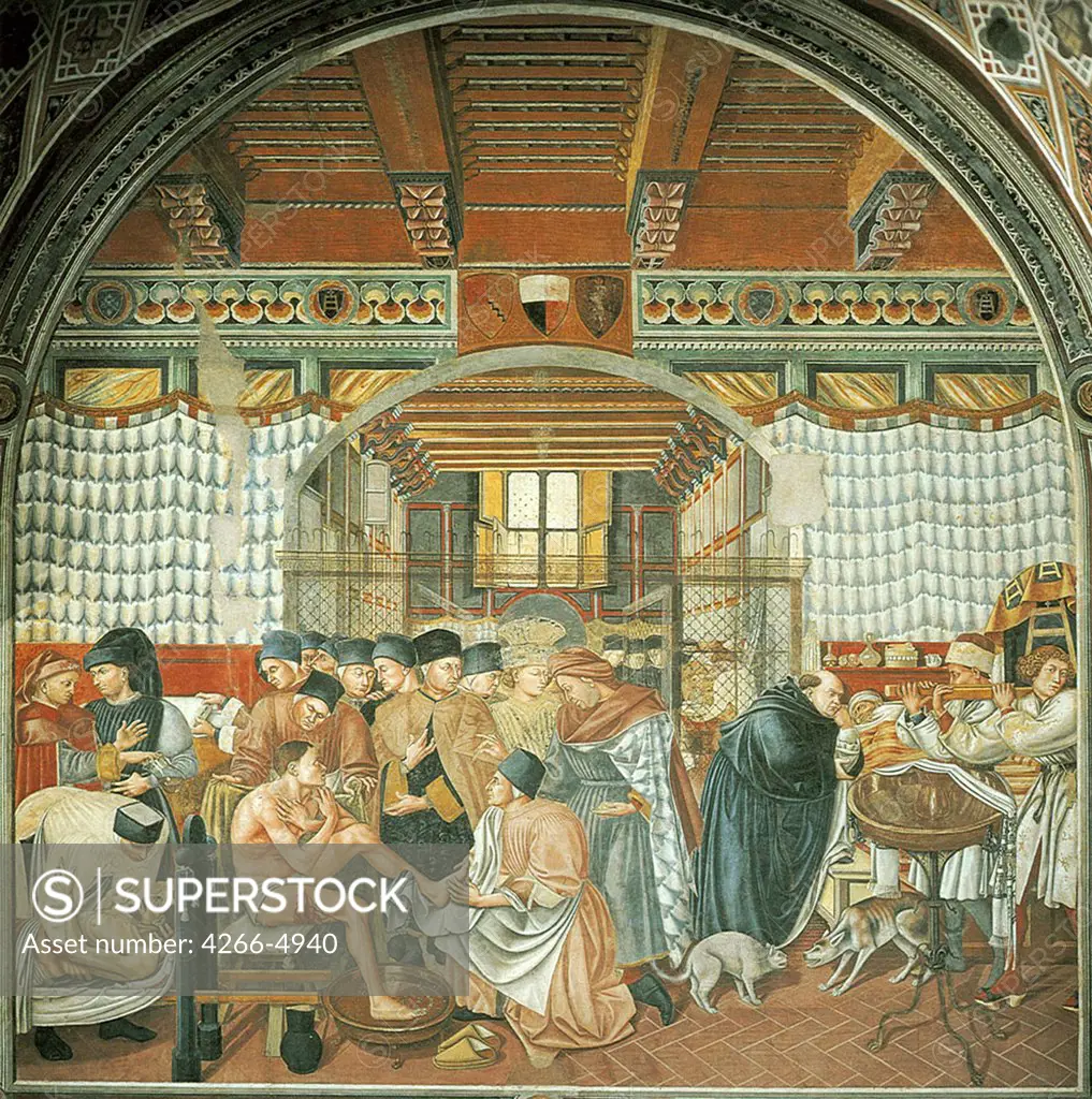 Anointing of the sick by Domenico di Bartolo, Fresco, circa 1440, 1400/04-1445/47, Italy, Siena, Santa Maria della Scala
