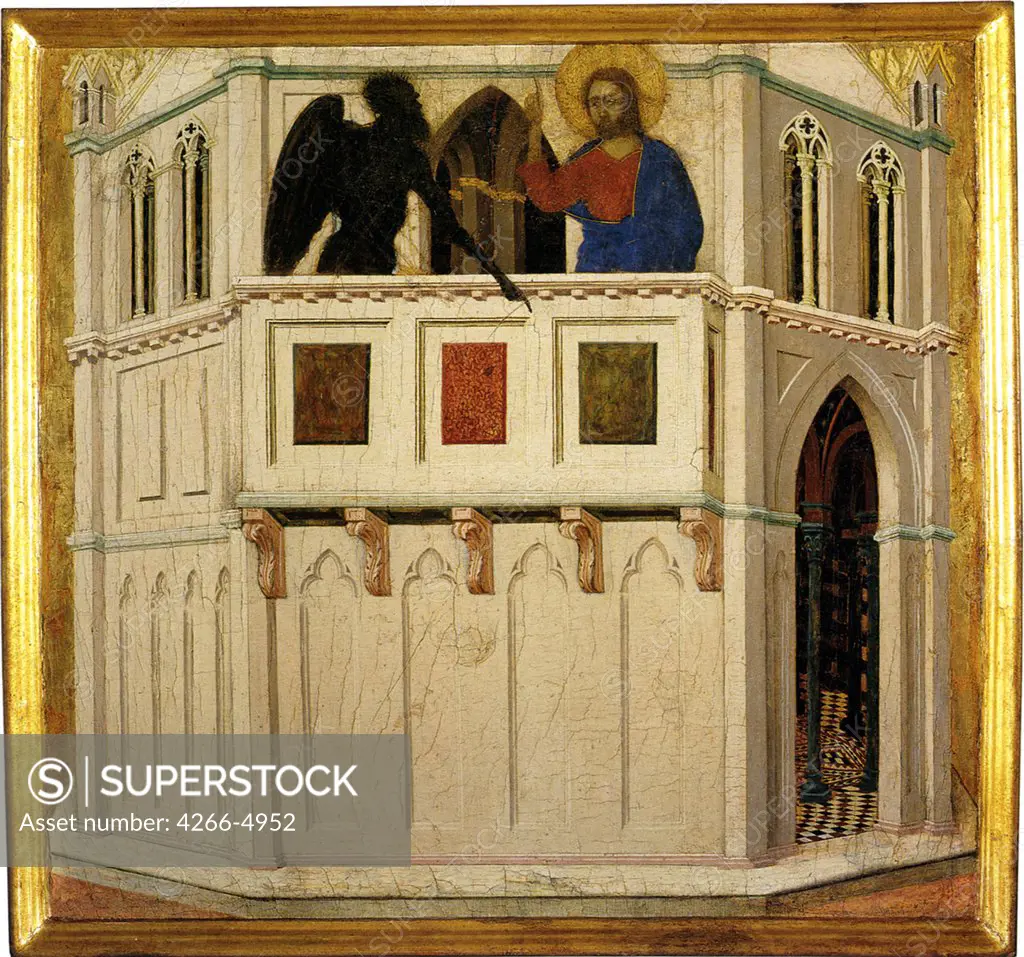 Jesus Christ and devil by Duccio di Buoninsegna, tempera on panel, circa 1308-1311, circa 1255-1319, Italy, Siena, Museo dell'Opera Metropolitana del Duomo, 48x50