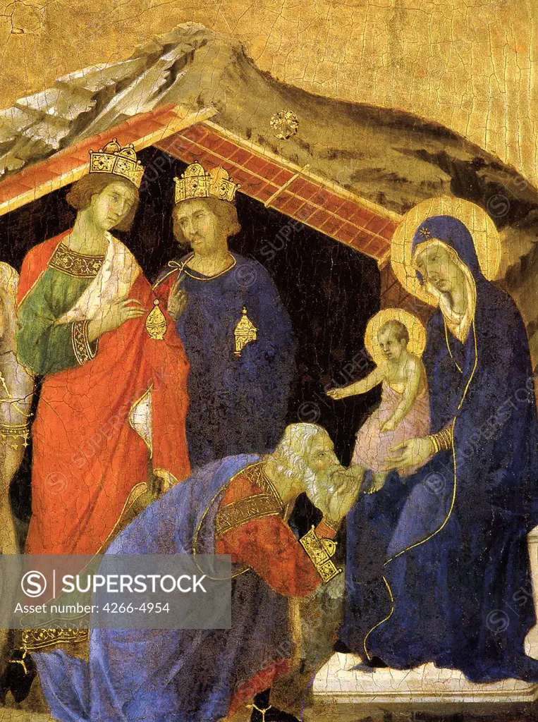 Adoration of Christ Child by Duccio di Buoninsegna, tempera on panel, circa 1308-1311, circa 1255-1319, Italy, Siena, Museo dell'Opera Metropolitana del Duomo, 47, 5x47, 5
