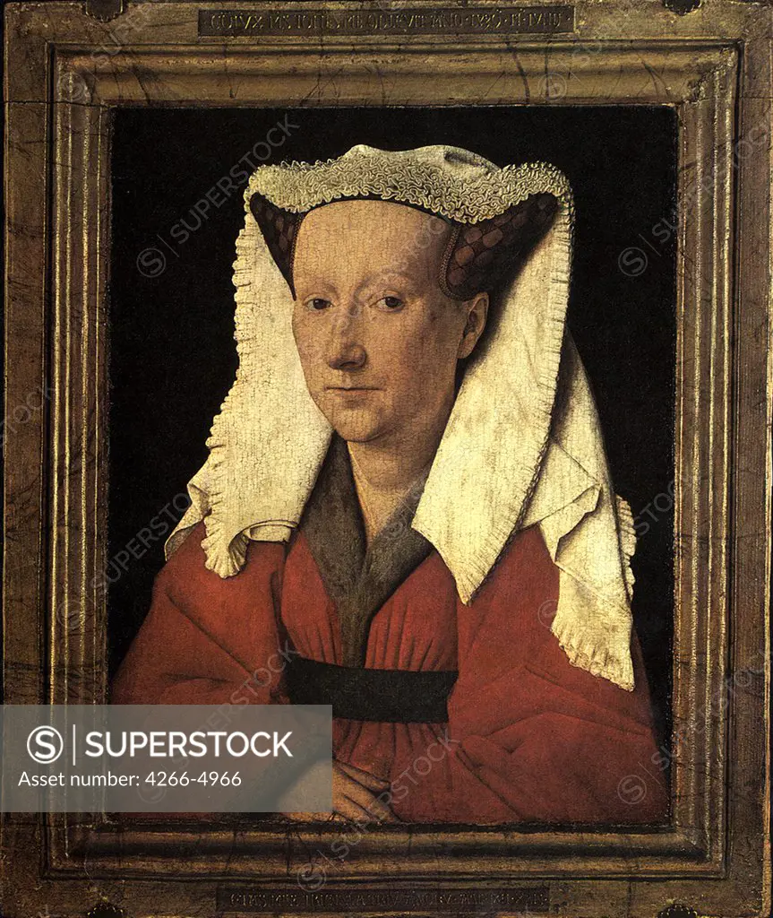 Portrait of woman by Jan van Eyck, oil on wood, 1439, 1390-1441, Belgium, Bruges, Groeningemuseum, 32, 6x25, 8