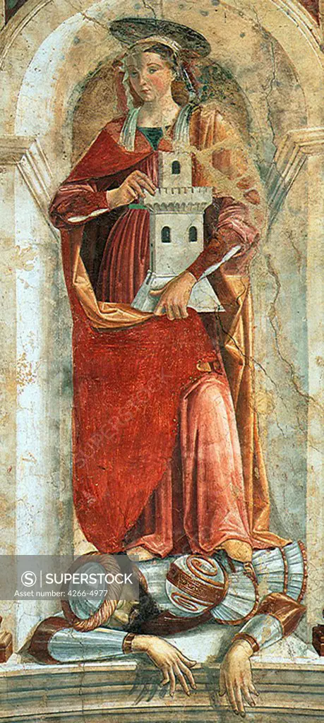 Religious illustration with Saint Barbara by Domenico Ghirlandaio, fresco, circa 1471-1472, 1449-1494, Italy, Cercina, Pieve di Sant'Andrea