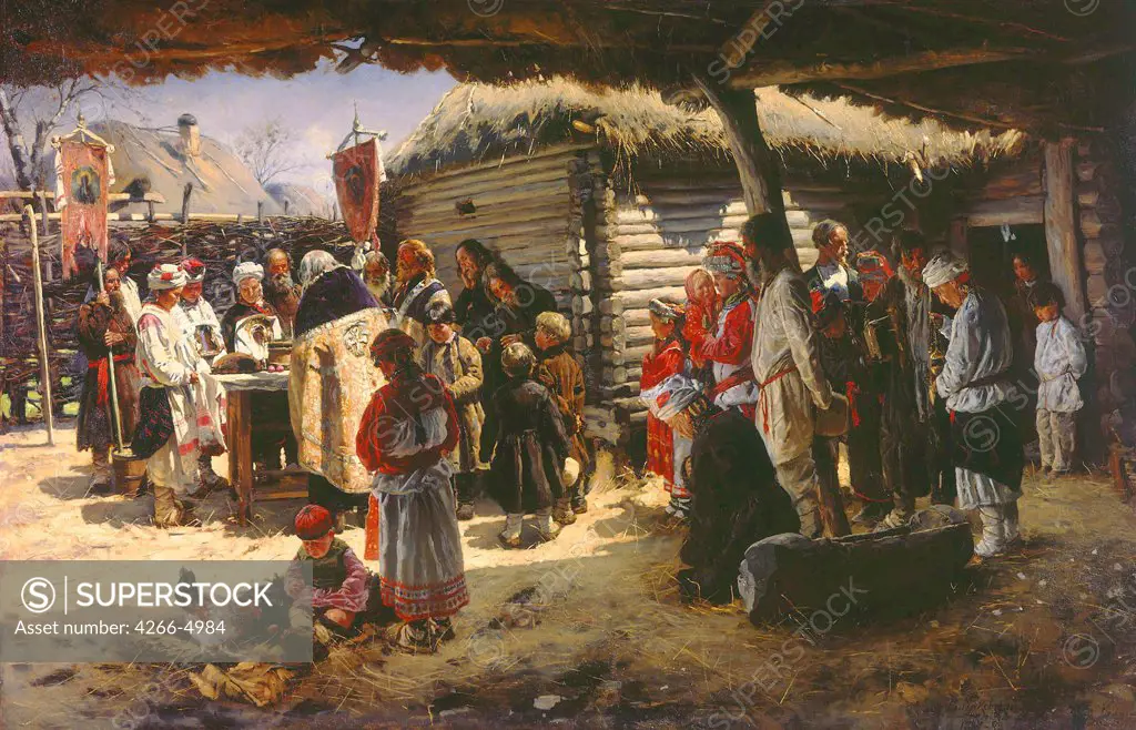 Easter Saturday in russian village by Vladimir Yegorovich Makovsky, oil on canvas, 1887-1888, 1846-1920, Russia, Serpukhov, State Museum of History and Art
