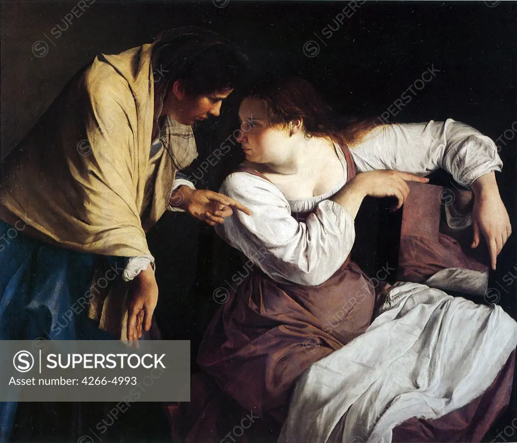 Mary of Bethany with her sister Martha of Bethany by Orazio Gentileschi, oil on canvas, circa 1620, 1563-1638, Germany, Munich, Alte Pinakothek, 133x154, 5