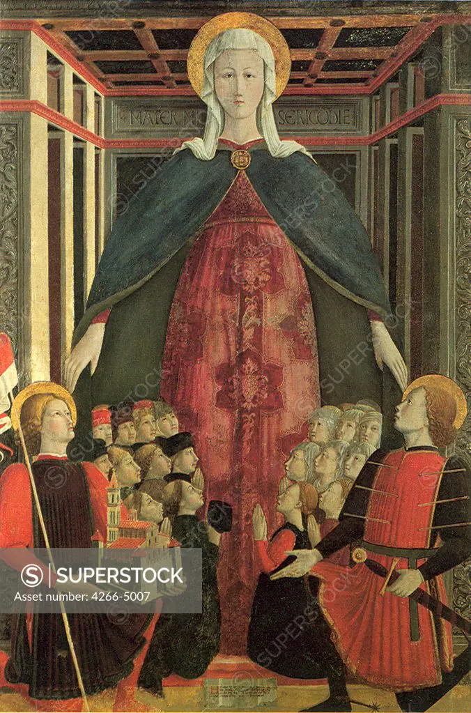 Religious illustration with Virgin Mary by Girolamo di Giovanni di Camerino, tempera on panel, active 1449-1473, Italy, Camerino, Pinacoteca e Museo Civici, 206x135