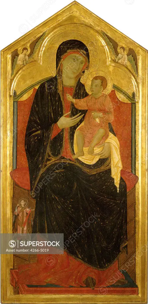 Virgin Mary with Jesus Christ as child by Guido da Siena, tempera on panel, circa 1288, active between 1260 and 1290, Italy, Montaione, Chiesa di San Regolo, 168x81