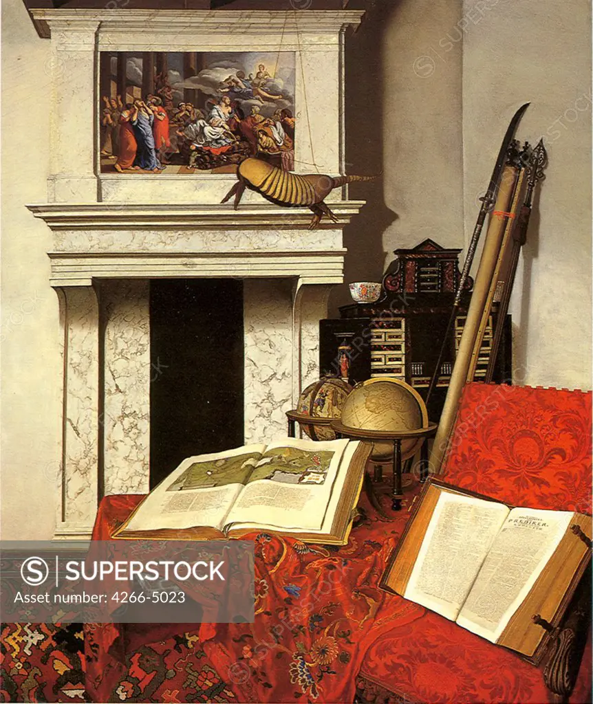 Still life with open books by Jan van der Heyden, oil on canvas, 1712, 1637-1712, Hungary, Budapest, Szepmuveszeti Muzeum, 74x63, 5