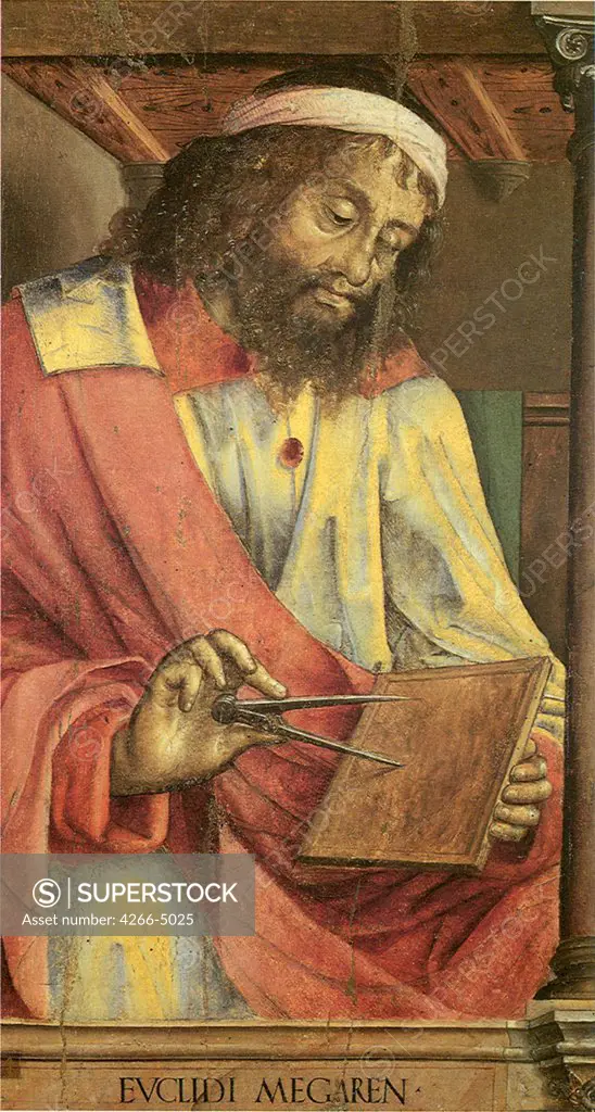 Portrait of Euclidi Megaren by Justus van Gen, tempera on panel, circa 1473-1475, circa 1410-circa 1480, Italy, Urbino, Galleria nazionale delle Marche, 102x80