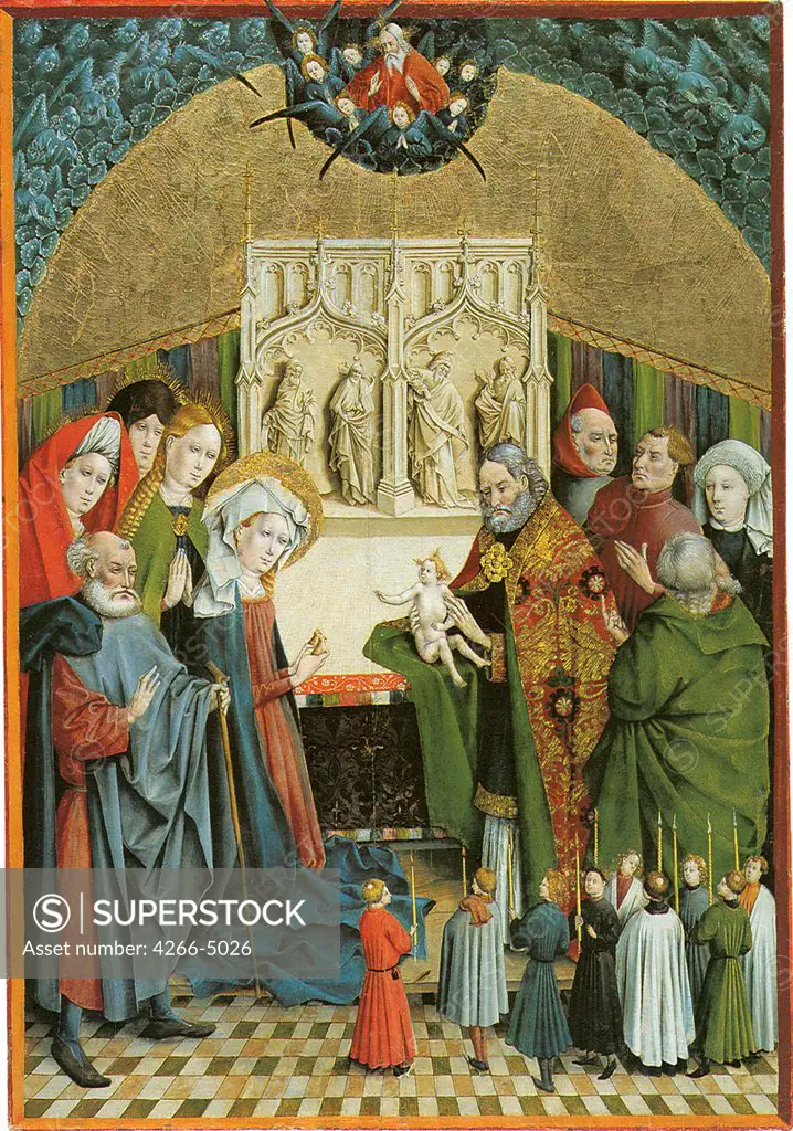 Religious illustration by Johann Koerbecke, tempera and oil on wood, circa 1457, circa 1415-1491, Germany, Munster, Landesmuseum fur Kunst und Kulturgeschichte, 93, 2x65, 2