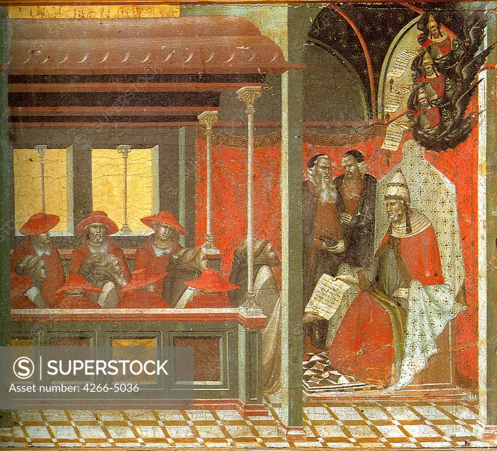 Illustration with Pope John XXII by Pietro Lorenzetti, tempera on panel, 1329, circa 1300-circa 1348, Italy, Siena, Pinacoteca Nazionale