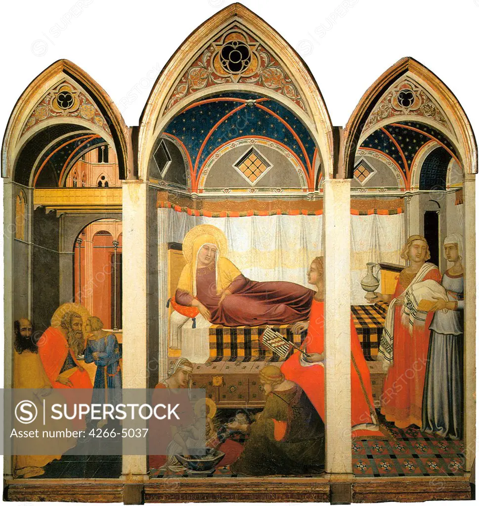 Religious illustration with Virgin Mary and Jesus Christ by Pietro Lorenzetti, tempera on panel, 1342, circa 1300-circa 1348, Italy, Siena, Museo dell'Opera Metropolitana del Duomo, 187x182