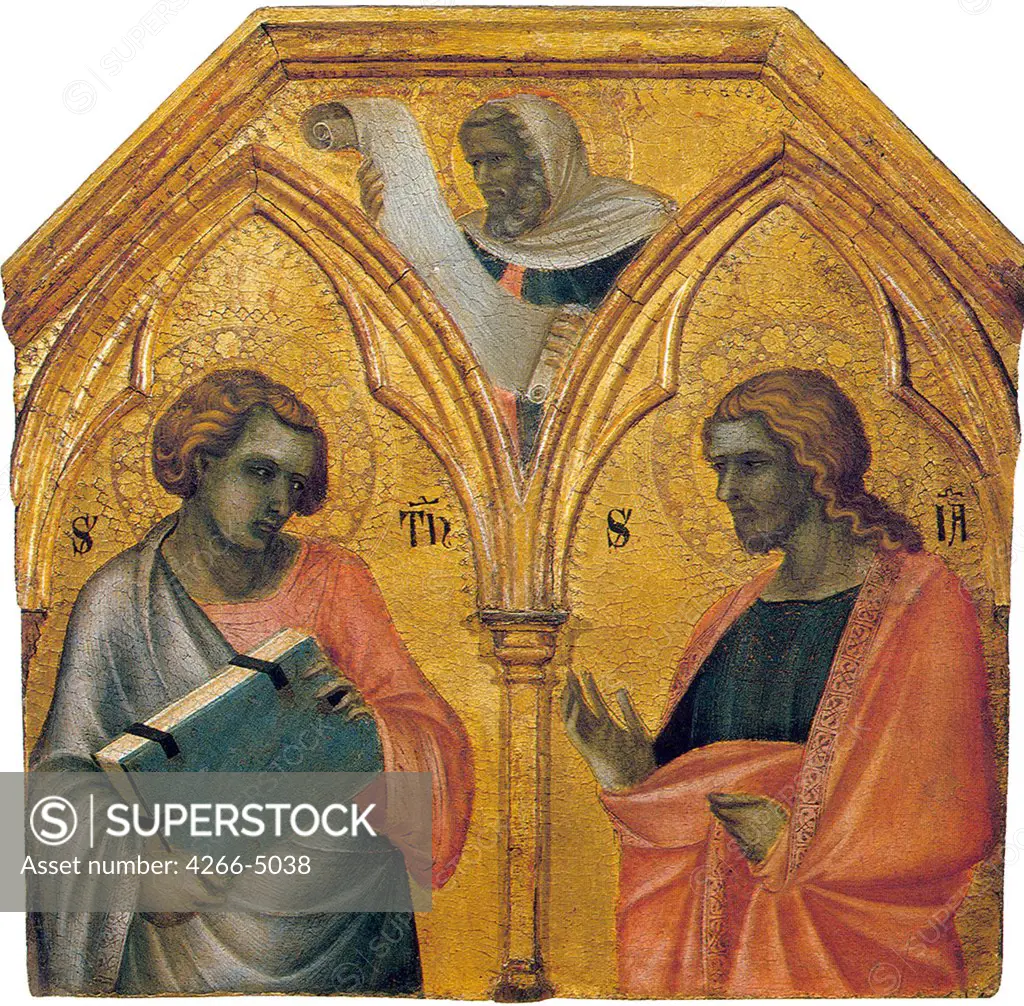 Religious illustration with Saint Thomas and Saint James by Pietro Lorenzetti, tempera on panel, 1329, circa 1300-circa 1348, Italy, Siena, Pinacoteca Nazionale