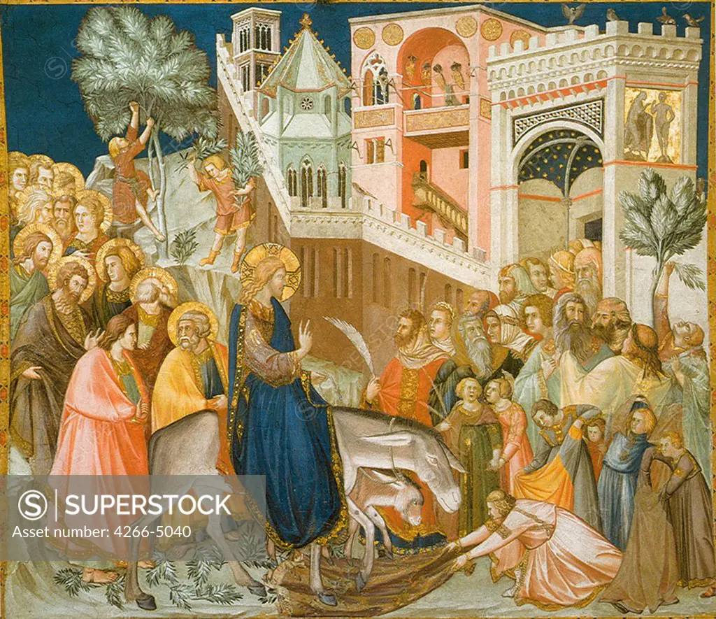 Entry of Lord into Jerusalem by Pietro Lorenzetti, fresco, circa 1320, circa 1300-circa 1348, Italy, Assisi, Basilika San Francesco