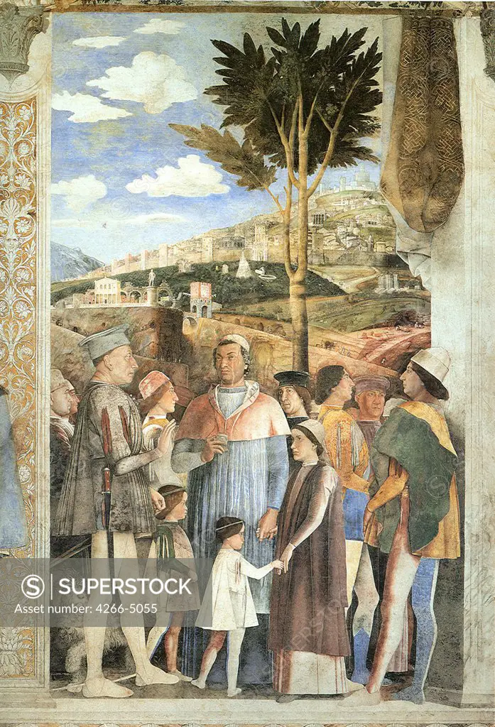 Illustration with Ludovicio Gonzaga and Francesco Gonzaga by Andrea Mantegna, fresco, 1474, 1431-1506, Italy, Mantua, Palazzo Ducale