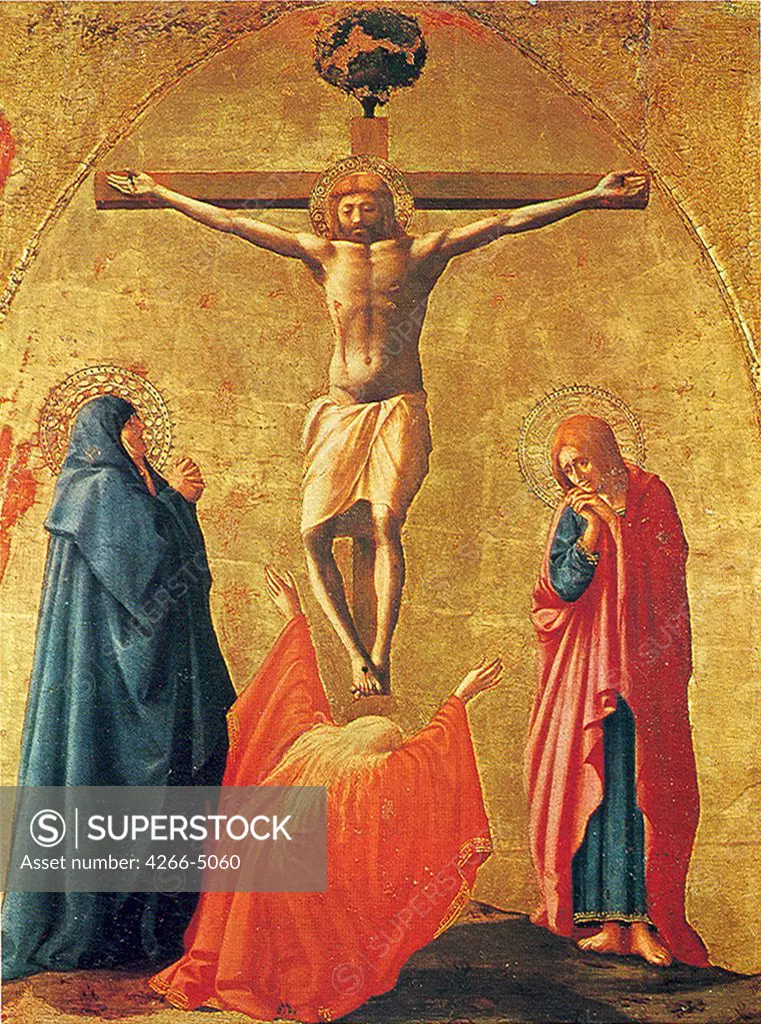 The crucifixion by Masaccio, tempera on panel, 1401-1428, Italy, Naples, Museo di Capodimonte, 83x63