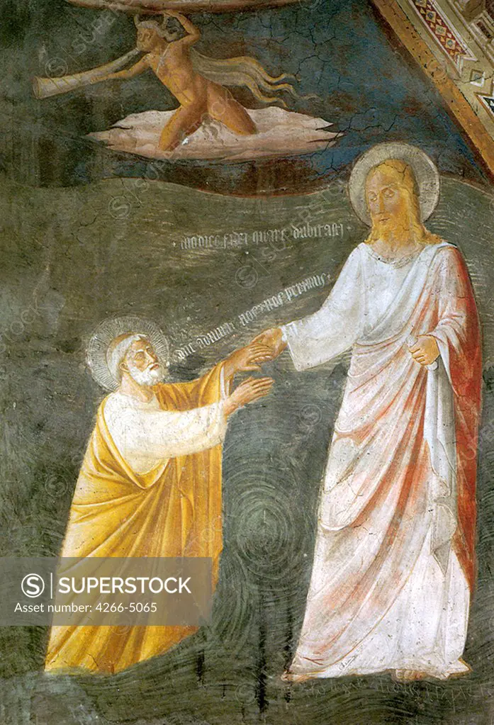 Sea of Galilee by Pier Antonio Mezzastris, fresco, circa 1500, circa 1430-circa 1506, Italy, Foligno, Chiesa di Santa Maria in Campis