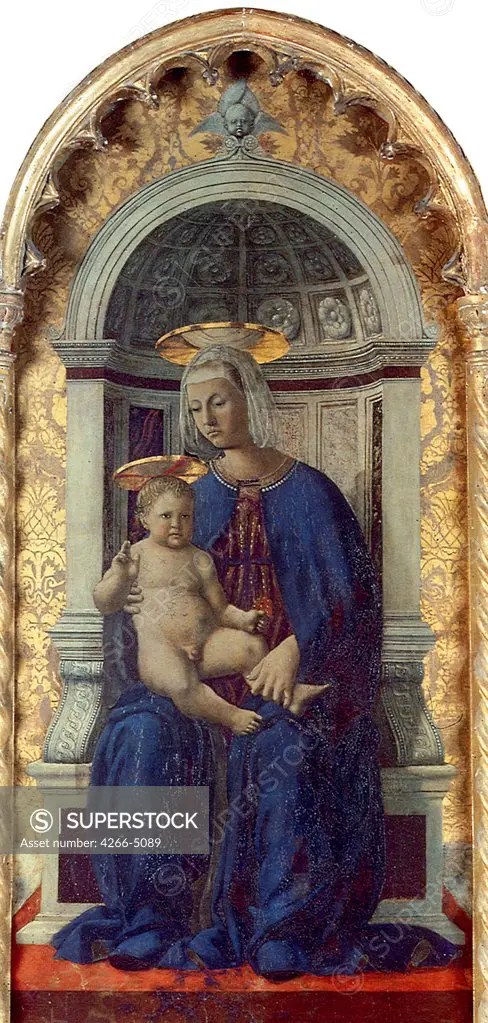Virgin Mary with Jesus Christ as child by Piero della Francesca, tempera on panel, circa 1467-1471, circa 1415-1492, Italy, Perugia, Galleria Nazionale dell'Umbria