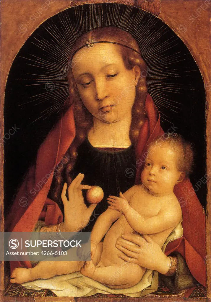 Virgin Mary with child by Jan Provost, Oil on wood, circa 1510, 1465-1529, Hungary, Budapest, Szepmuveszeti Muzeum, 33, 7x23, 9