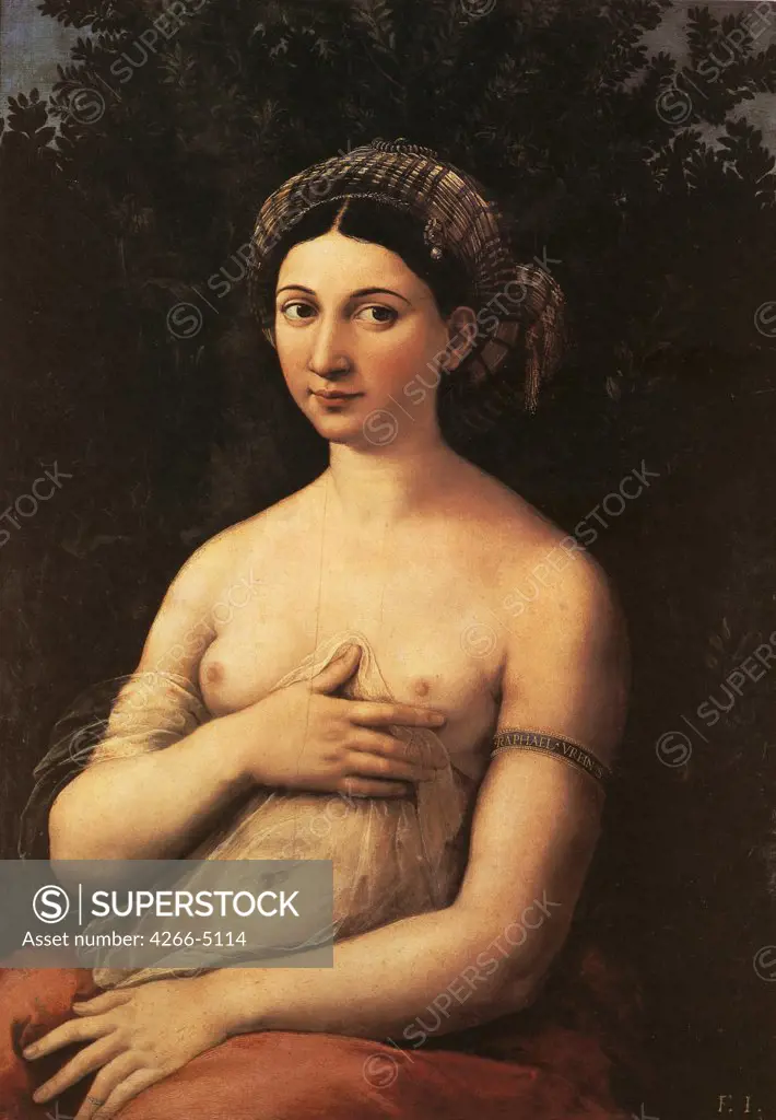 Female portrait by Raphael, Oil on wood, circa 1519, 1483-1520, Italy, Rome, Galleria Nazionale d'Arte Antica, 85x60