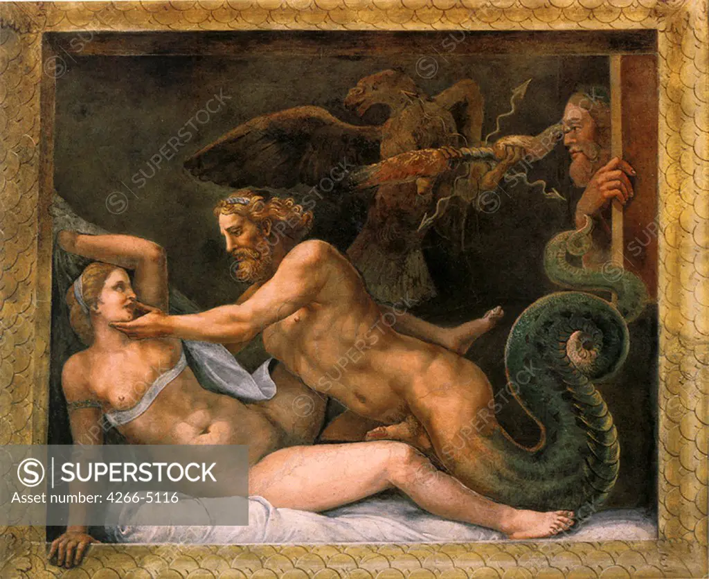 Jupiter and Olympia by Giulio Romano, Fresco, 1526-1534, 1499-1546, Italy, Mantua, Palazzo Te