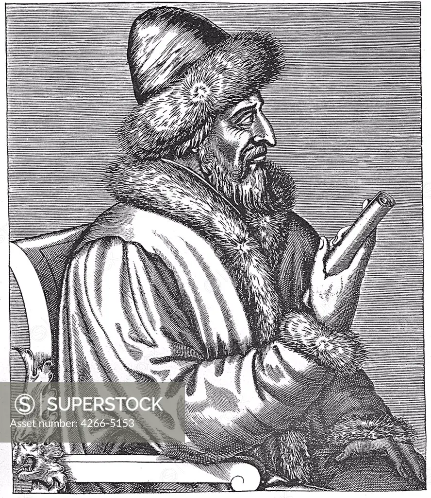 Portrait of Grand Prince Vasili III Ivanovich by Anonymous painter, woodcut, 1584, Private Collection