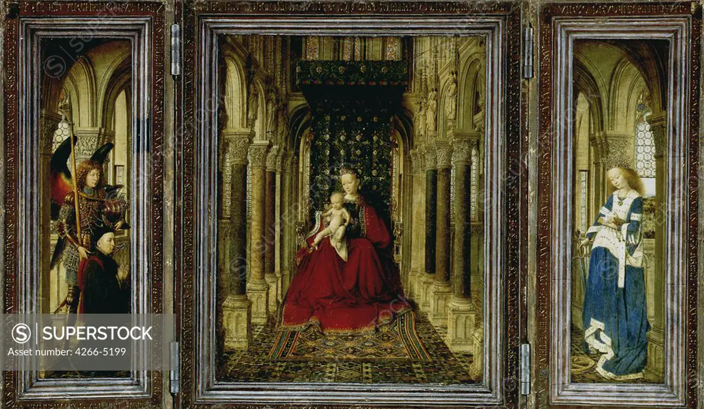 Triptych with Virgin Mary and Jesus Christ as child by Jan van Eyck, oil on wood, 1437, 1390-1441, Germany, Dresden, State Art Gallery, 33, 1x27, 5