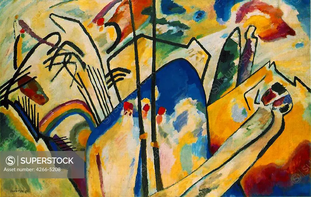Kandinsky, Wassily Vasilyevich (1866-1944) Kunstsammlung Nordrhein-Westfalen, Dusseldorf 1911 159x250 Oil on canvas Russian avant-garde Russia Abstract Art 