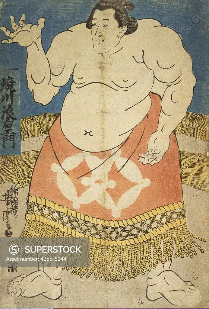 Sumo Wrestler by Utagawa Yoshitora, color woodcut, 1840s, active 1850-1880, Russia, St. Petersburg, State Hermitage, 36x28